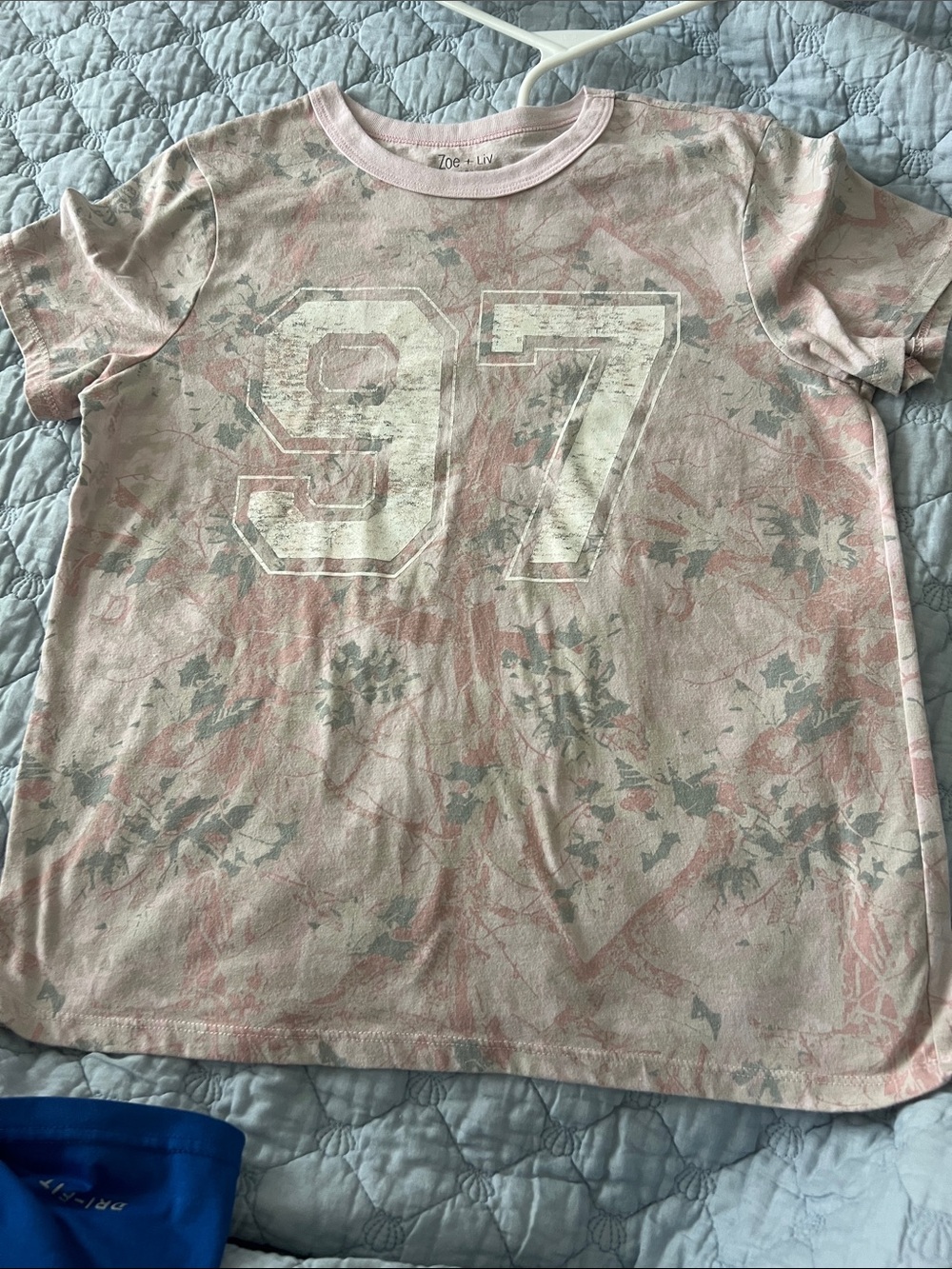 Zoe + Liv Pink & Light Gray Floral '97' Short Sleeve Tee